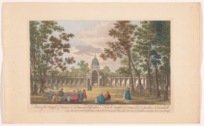 Se på Temple of Comus i Vauxhall Gardens i London En udsigt over Temple of Comus &c. i Vauxhall Gardens (titel på objekt) Ranelagh Gardens og Vauxhall Gardens (serietitel) af Robert Sayer