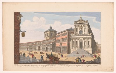 Se på kirken Santo Spirito i Sassia te Rom Udsigt over Helligåndens kirke og hospital i Rom (titel på objektet) Rom (serietitel) af Robert Sayer