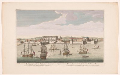 Udsigt over byen Bombay Bombay på Malabarkysten, der tilhører East India Company of England (titel på objekt) Afviklinger af VOC (serietitel) af Robert Sayer