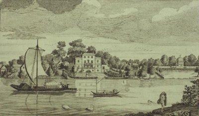 Udsigt over det fejrede hr. paves hus i Twickenham, ca. 1750 (gravering) af Robert Sayer