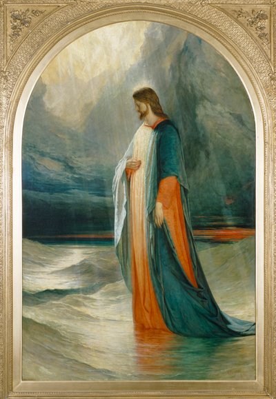 Jesus gik hen til dem, gående på havet, det 19. århundrede af Robert Scott Lauder
