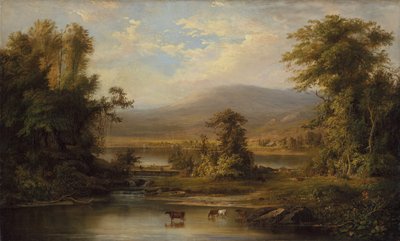 Landskab med køer der vander i en strøm, 1871. af Robert Seldon Duncanson