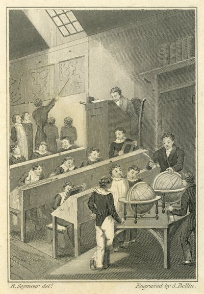 Nicholas Nickleby: Dotheboys Hall, indgraveret af Samuel Bellin (1799-1893) af Robert Seymour