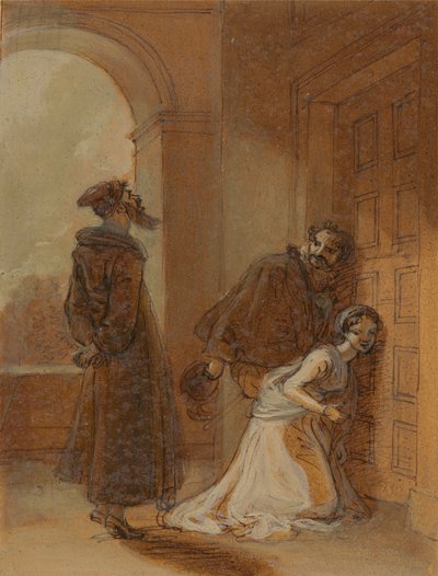 Feste, som Sir Topas, henvender sig til Malvolio af Robert Smirke