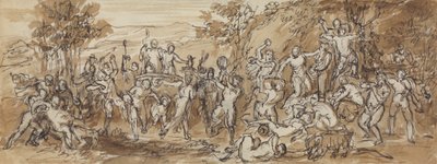 Figurstudie af en Bacchanalia-fest i et skovklædt landskab af Robert Smirke