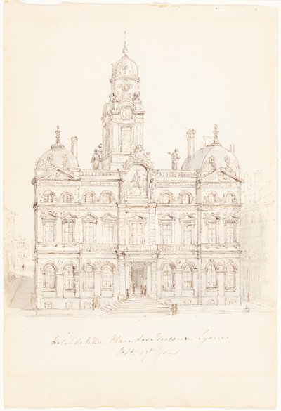 Hôtel de Ville, Place des Terreaux, Lyon af Robert Smirke