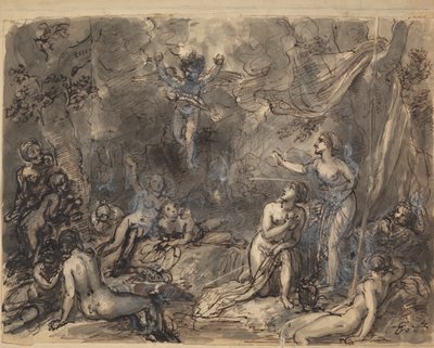 Studie af nøgne figurer i et skovklædt område af Robert Smirke