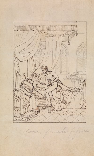 Studie af en kvinde, der sover i sit kammer, og en mand, der står over hendes seng af Robert Smirke