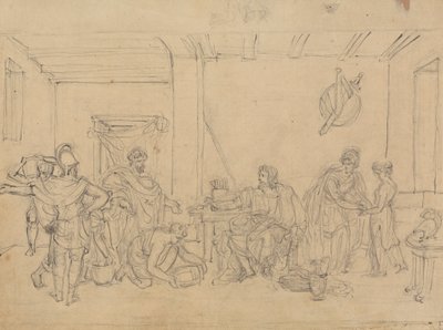 Studie af en indre scene med romerske soldater af Robert Smirke