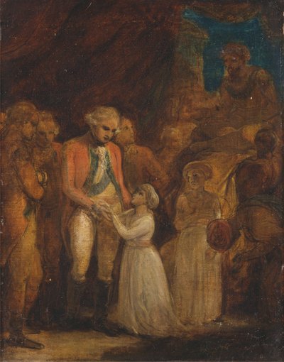 De to sønner af Tipu Sahib, sultanen af Mysore, bliver udleveret som gidsler til general Cornwallis af Robert Smirke