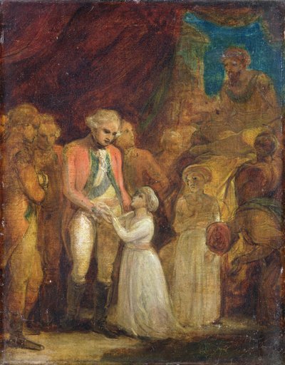 De to sønner af Tipu Sahib, sultanen af Mysore, bliver udleveret som gidsler til general Cornwallis (1738-1805), ca. 1792 (olie på lærred) af Robert Smirke