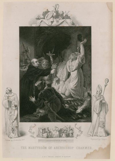 Ærkebiskop Cranmers martyrium (kobberstik) af Robert Smirke
