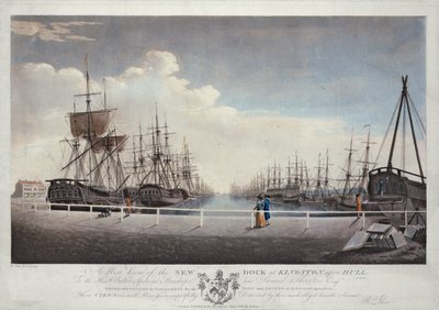 En vestlig udsigt over den nye dok i Kingston upon Hull af Robert Thew