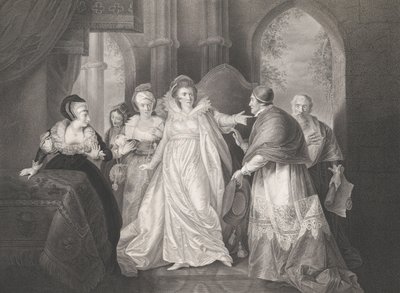 Dronning Catherine, kardinal Wolsey og kardinal Campeius Sha..., første gang udgivet 1796, genudgivet 1852. af Robert Thew