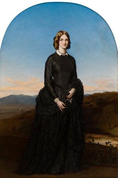 Portræt af Hon. Selina Weld Forester, Viscountesse Newport og senere grevinde af Bradford (1819-1894), ca. 1840-70 (olie på elfenben) af Robert Thorburn