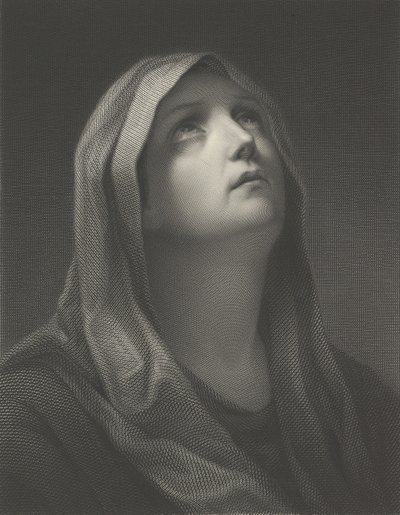 Jomfruens hoved ser op til højre, efter Reni, 1869. af Robert Trossin