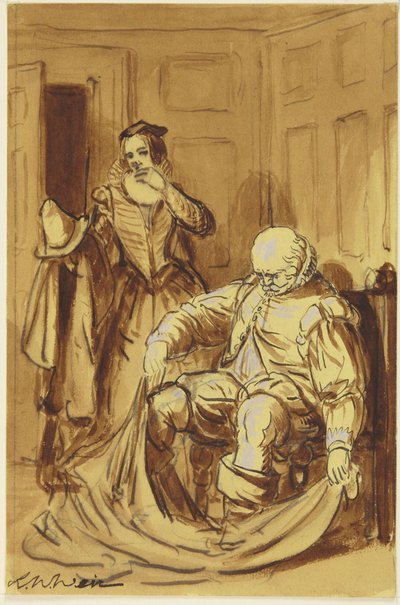Falstaff und Frau Ford (Szene aus Die lustigen Weiber von Windsor, 4.2) af Robert Walter Weir