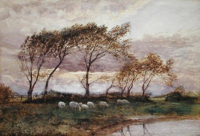 En efterårsaften (akvarel på papir) af Robert Weir Allan