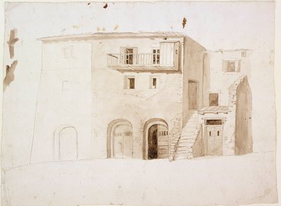 TOPIC fra Italien: Stenhus med to porte og trapper i midten af Robert Wilhelm Ekman