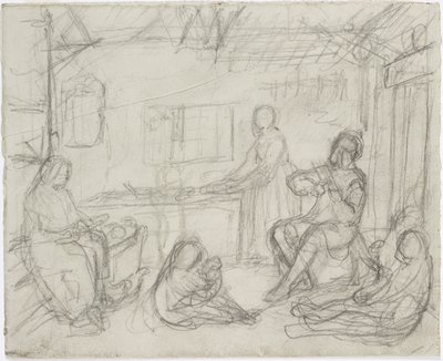 Mennesker indendørs af Robert Wilhelm Ekman