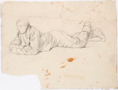 Dreng ligger på maven af Robert Wilhelm Ekman