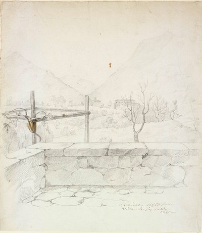Udsigt til villaen, hvor kunstneren boede i Subiaco af Robert Wilhelm Ekman