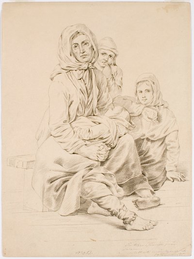 En tiggerfamilie fra Taala, en kvinde med tre børn af Robert Wilhelm Ekman