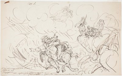 Skydningen af Väinämöinen, skitse til en tegningsserie med Kalevala-tema af Robert Wilhelm Ekman