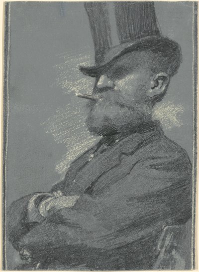 Mand med høj hat, ryger en cigar af Robert William Vonnoh