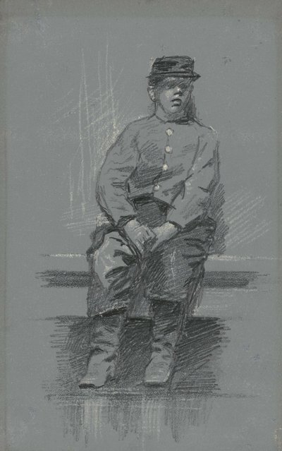 Kadetten, ca. 1895 (grafit på grå tavle) af Robert William Vonnoh