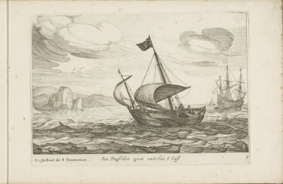 Dogger af hundestøvle Een Dogh-boot groot om 8 Last / Dogh-Boot de 8 Tonneaux (titel på objekt) Forskellige skibe ikke på se sert dans les Provinces Unies / Ikoner af forskellige hollandske skibe, hvis brug hovedsageligt er i de indre farvande i regionen af Robert de Baudous (possibly)