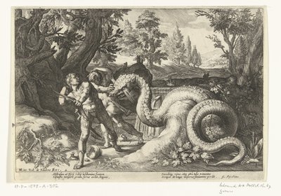 Kadmusens ledsagere fortæret af en drage Metamorphoses of Ovid (serietitel) af Robert de Baudous