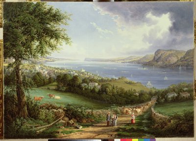 Udsigt over Hudson-floden fra nær Sing Sing, New York, ca. 1850 af Robert the Younger Havell