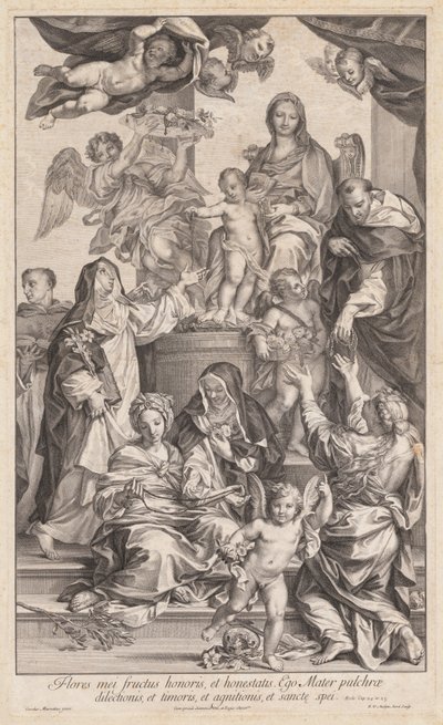 Jomfru og barn med hellige, ca. 1720-1730. af Robert van Audenaerd