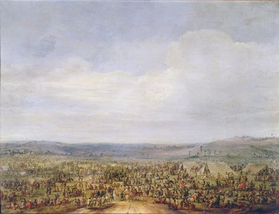 Militærlejr (olie på kobber) af Robert van den Hoecke