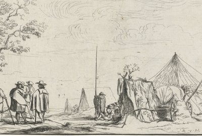 Soldater ved en lejr Forskellige lejre (serietitel) af Robert van den Hoecke