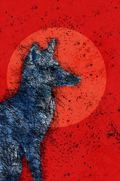 Blood Moon Fox, 2022 (digital) af Roberta Murray