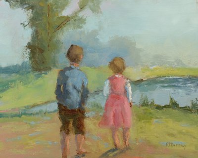 Children Send Upon The Wind, 2023 (olie på papir) af Roberta Murray