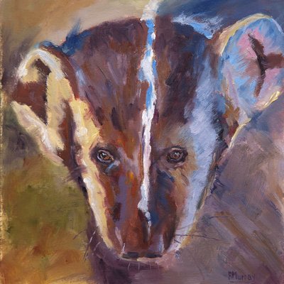 Feisty Friend, 2019 (olie på panel) af Roberta Murray