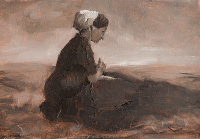Mending The Nets, 2023 (olie på papir) af Roberta Murray