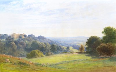 Chirk Castle, Clwyd (akvarel) af Roberto Angelo Kittermaster Marshall