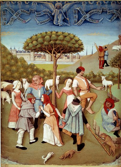 Champetredans Meddelelsen til hyrderne. Miniature taget fra "" Book of Hours af Charles d