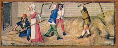 juli - tærskning, 1400-tallet, 1939. af Robinet Testard