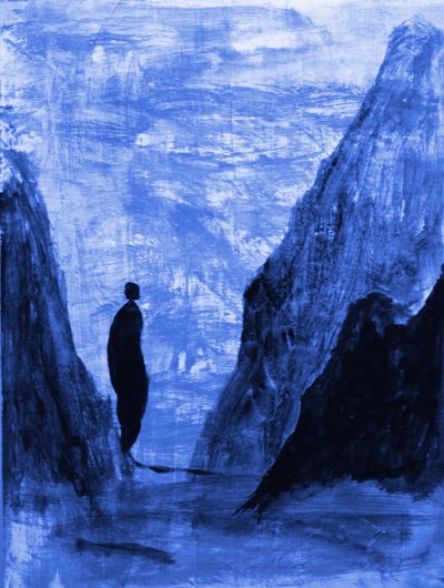 En ensom skikkelse i Blue Mountains af RodMacIver