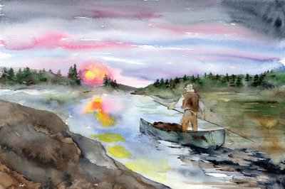 Solnedgang på floden af RodMacIver