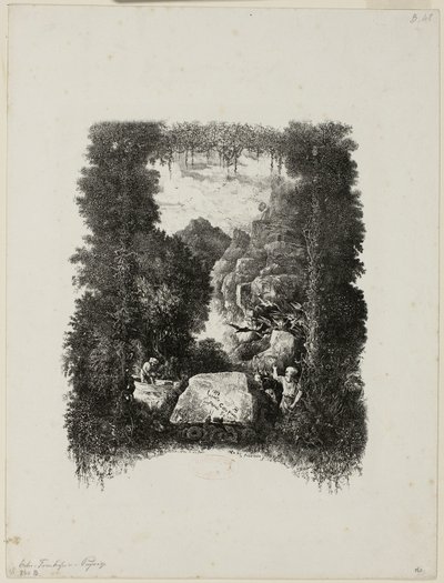 Frontispice for fabler og fortællinger af Hippolyte de Thierry-Faletans af Rodolphe Bresdin