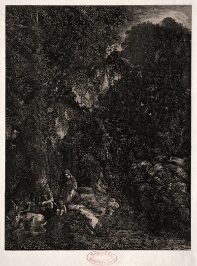 Hellig Familie med Hjorte, 1871. af Rodolphe Bresdin