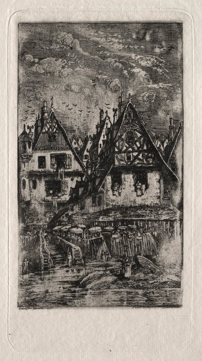 Markedsplads med parasoller, 1866. af Rodolphe Bresdin