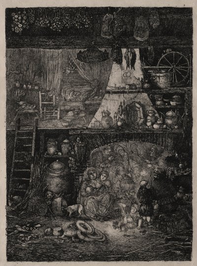 Bondeinteriør i Haute-Garonne, 1858. af Rodolphe Bresdin
