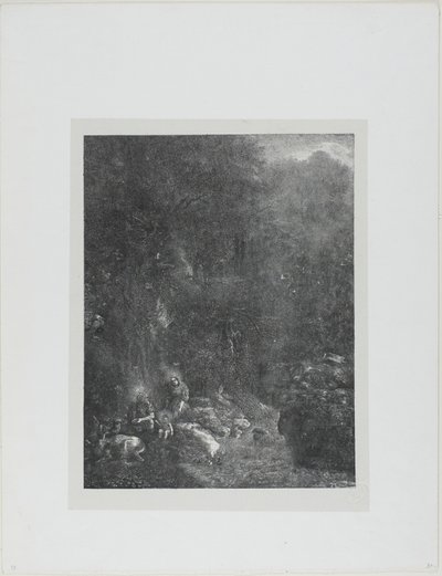 Den hellige familie med hjorte af Rodolphe Bresdin